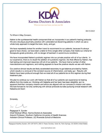 KDA Natren Support Letter